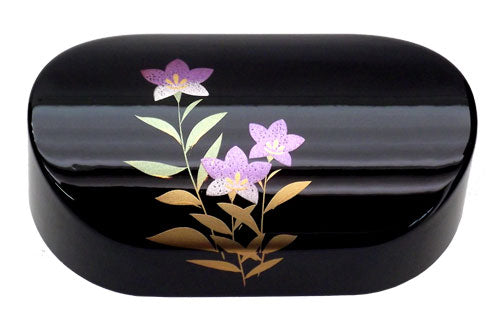 Lacquerware Oval Paperweight Black Bellflower