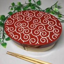 Kishu - KISHU - Magewappa lunch box, arabesque pattern, red