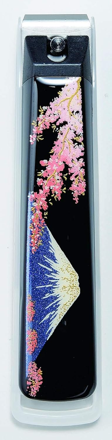 Maki-e nail clippers with cherry blossoms and Mt. Fuji in a paulownia wood box