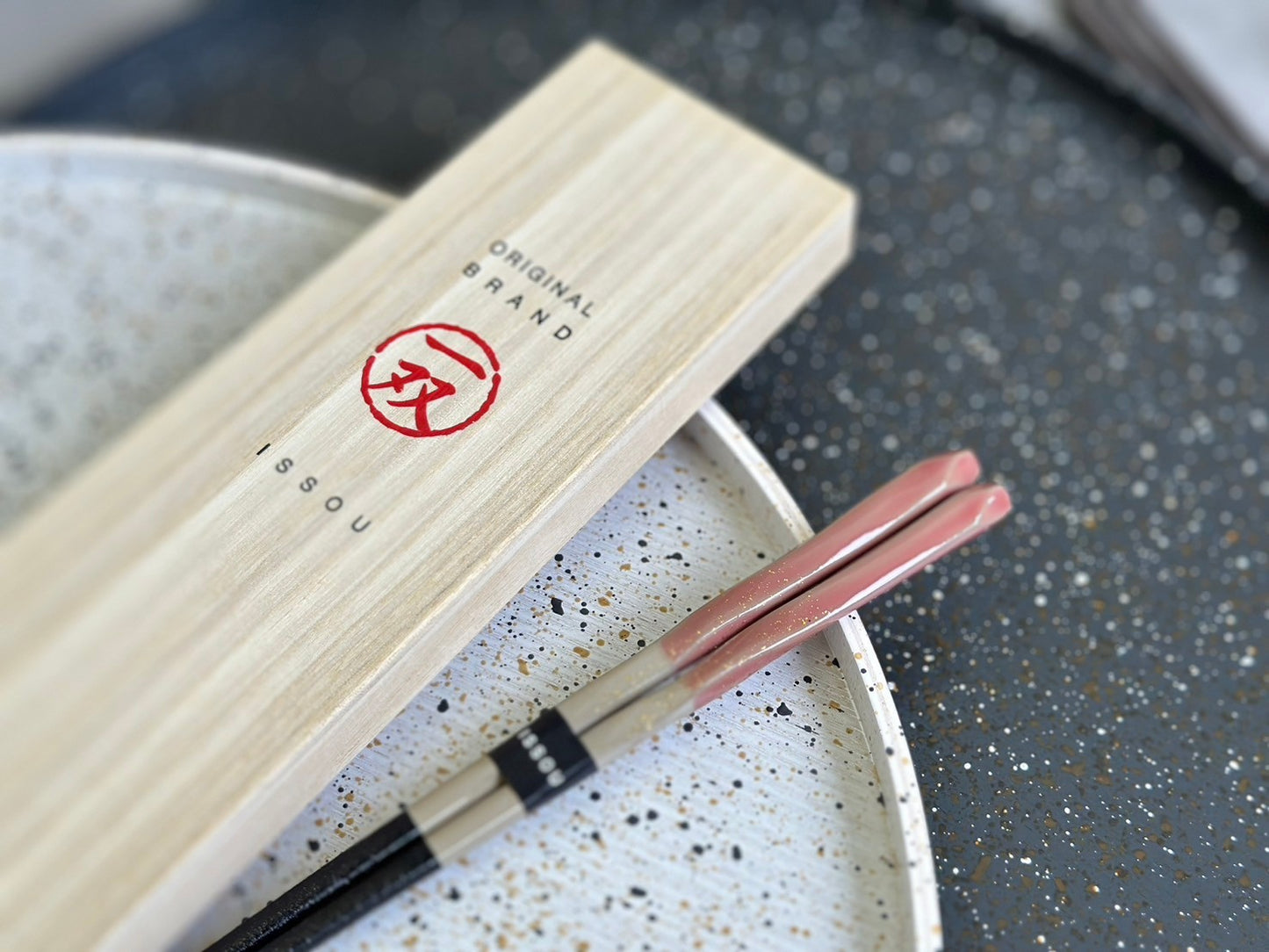 【桐箱・単品】 木製 ギフト箸 淡路 ピンク 21cm