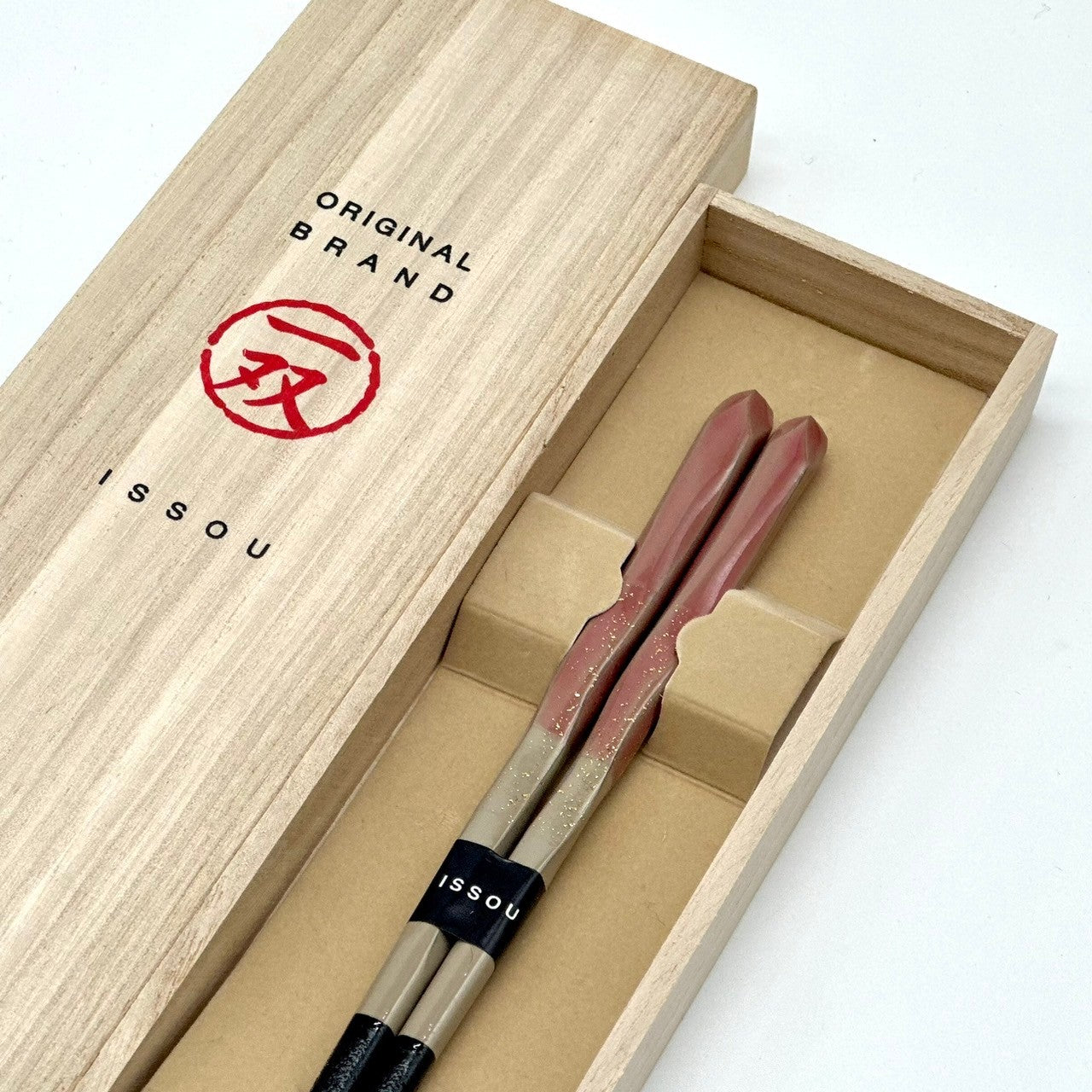【桐箱・単品】 木製 ギフト箸 淡路 ピンク 21cm