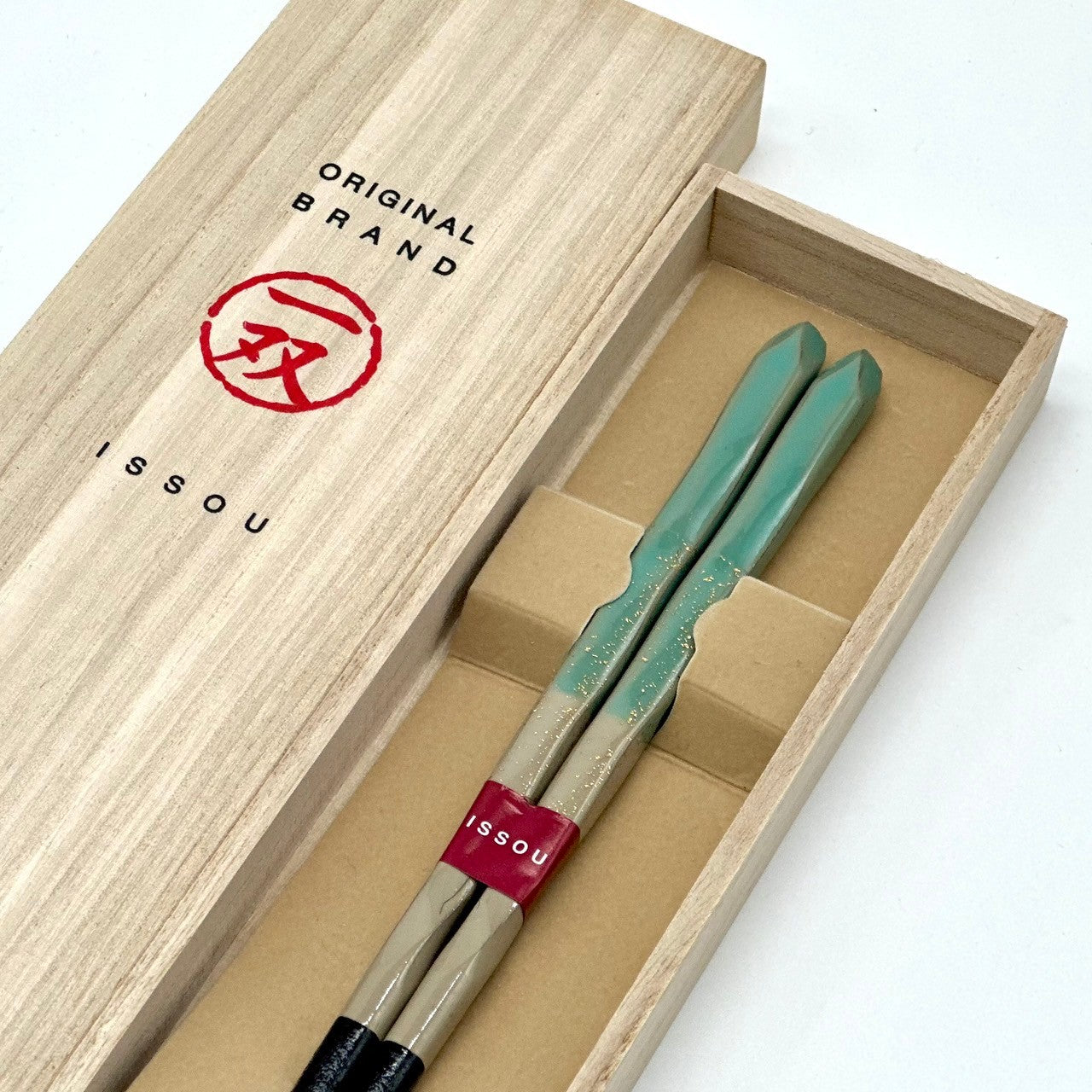 【桐箱・単品】 木製 ギフト箸 淡路 ブルー 23cm