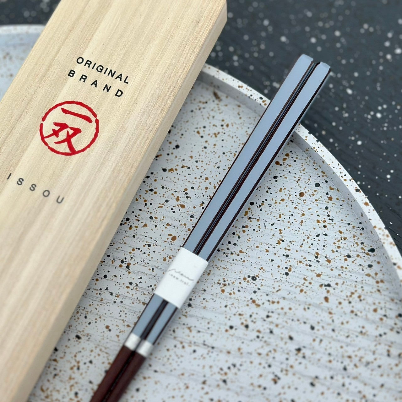 【桐箱・単品】 木製 ギフト箸 キャレブルー 青 23cm