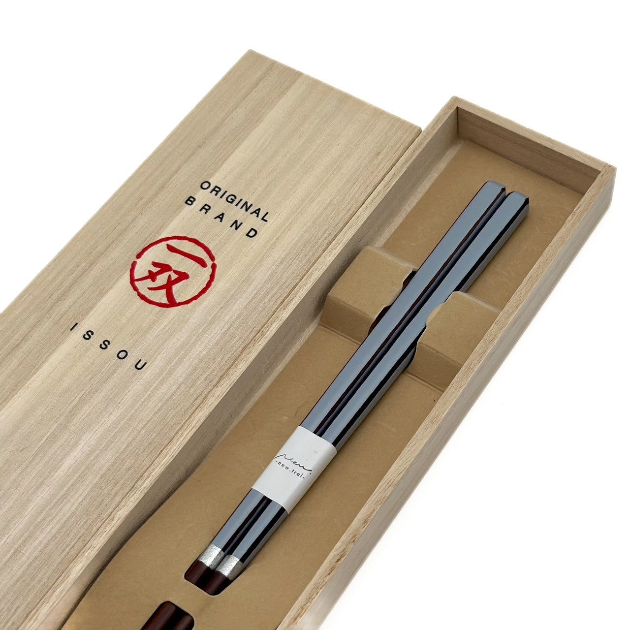 【桐箱・単品】 木製 ギフト箸 キャレブルー 青 23cm
