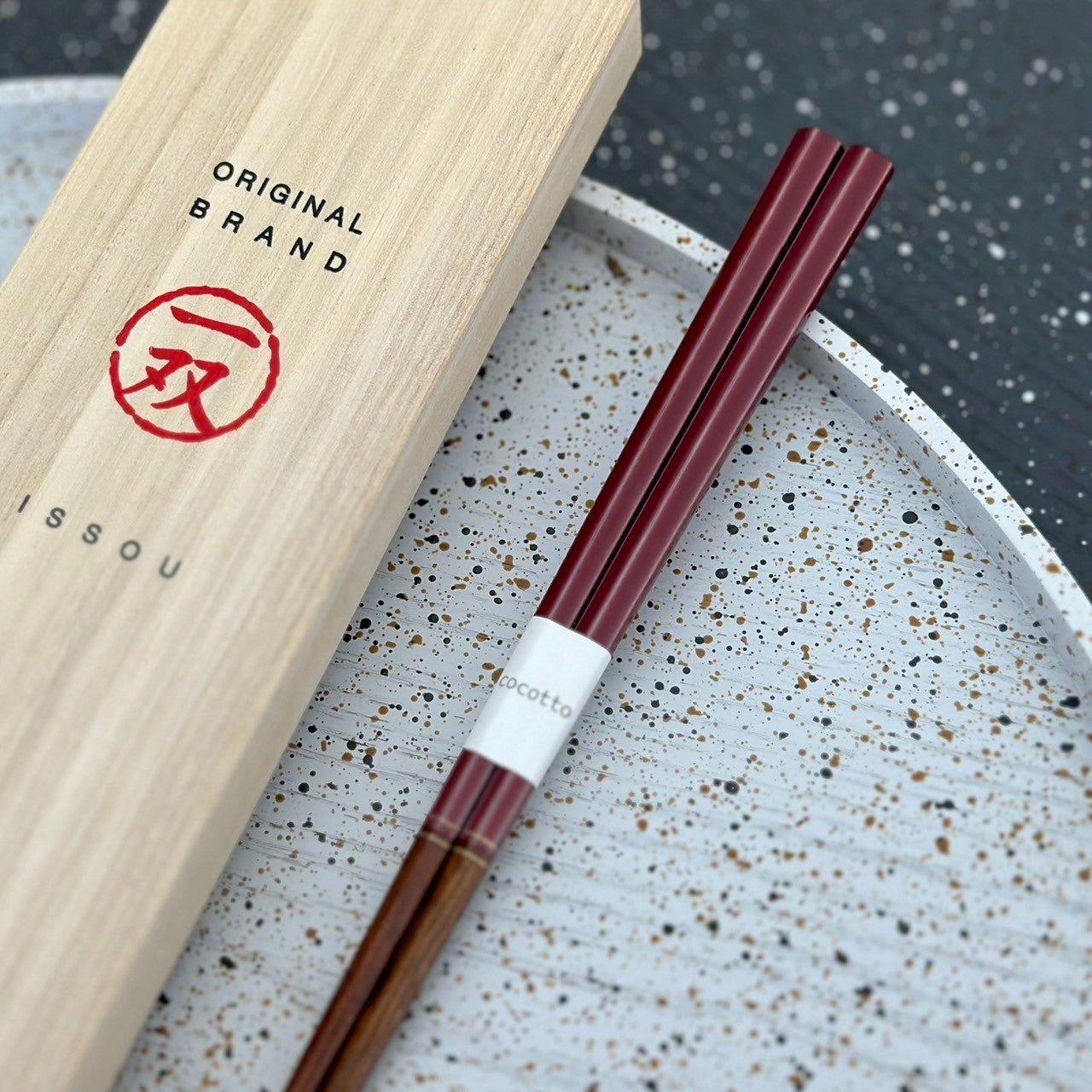 【桐箱・単品】 木製 ギフト箸 エスクード レッド 21cm