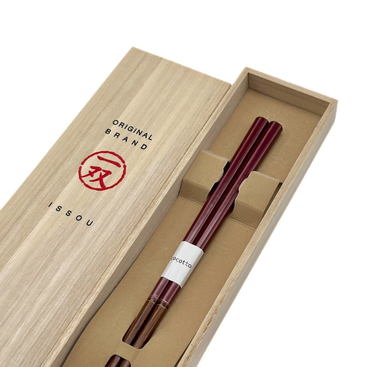 【桐箱・単品】 木製 ギフト箸 エスクード レッド 21cm