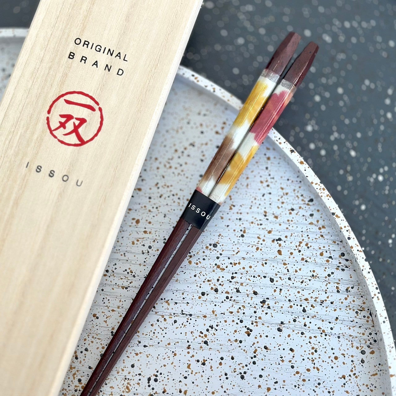 【桐箱・単品】 木製 ギフト箸 風音 レッド 21cm