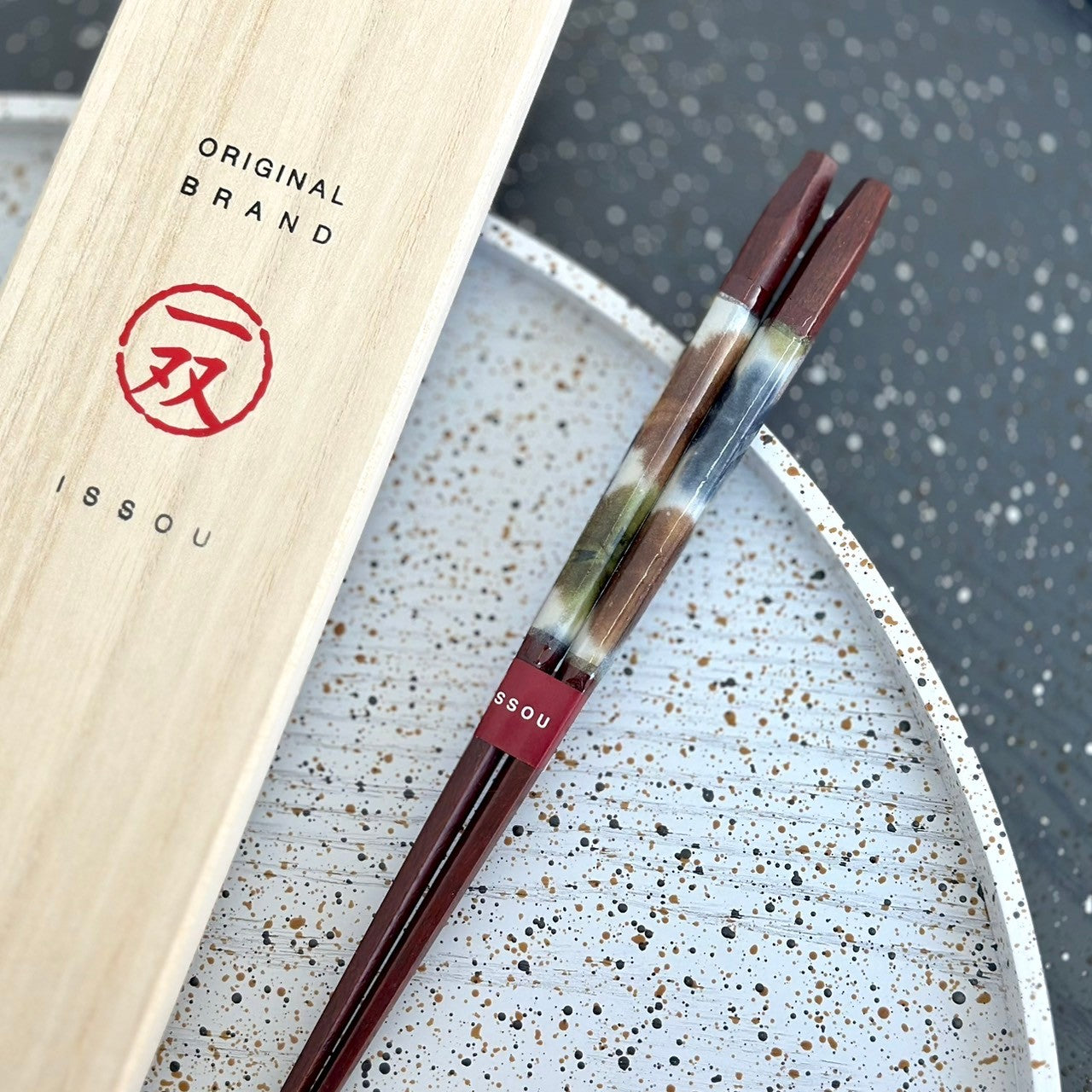 【桐箱・単品】 木製 ギフト箸 風音 ブルー 23cm