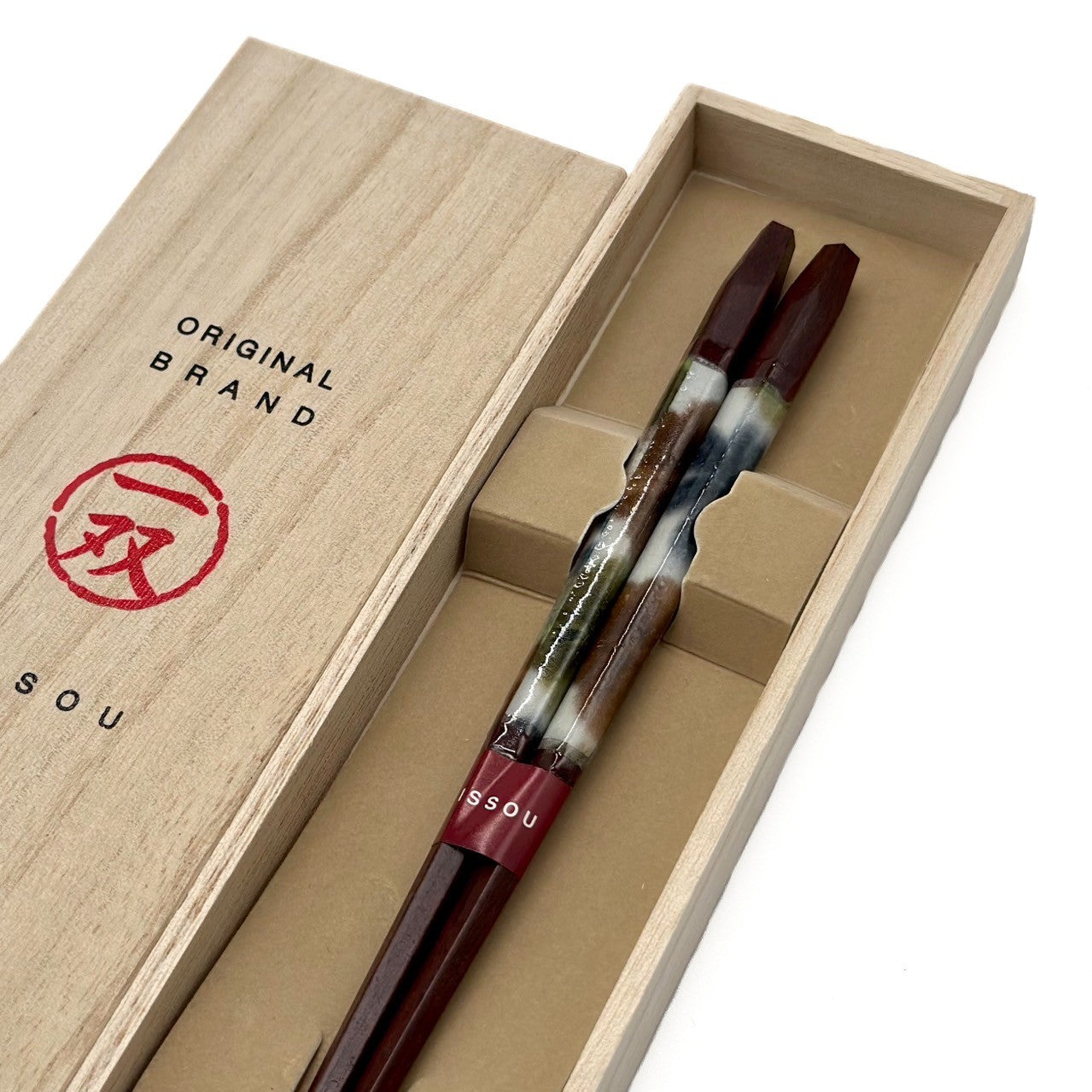 【桐箱・単品】 木製 ギフト箸 風音 ブルー 23cm