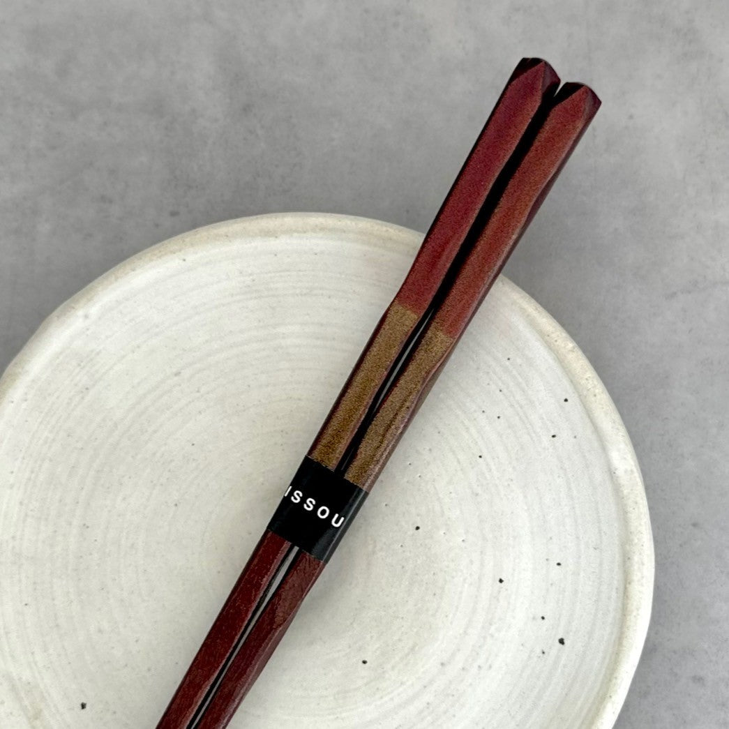 【桐箱・単品】 木製 ギフト箸 古代の煌き レッド 21cm