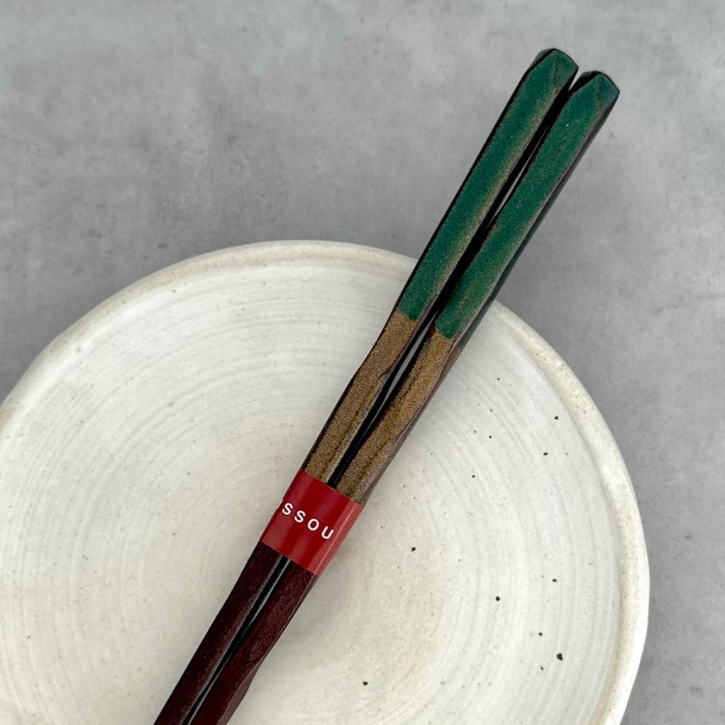 【桐箱・単品】 木製 ギフト箸 古代の煌き グリーン 23cm