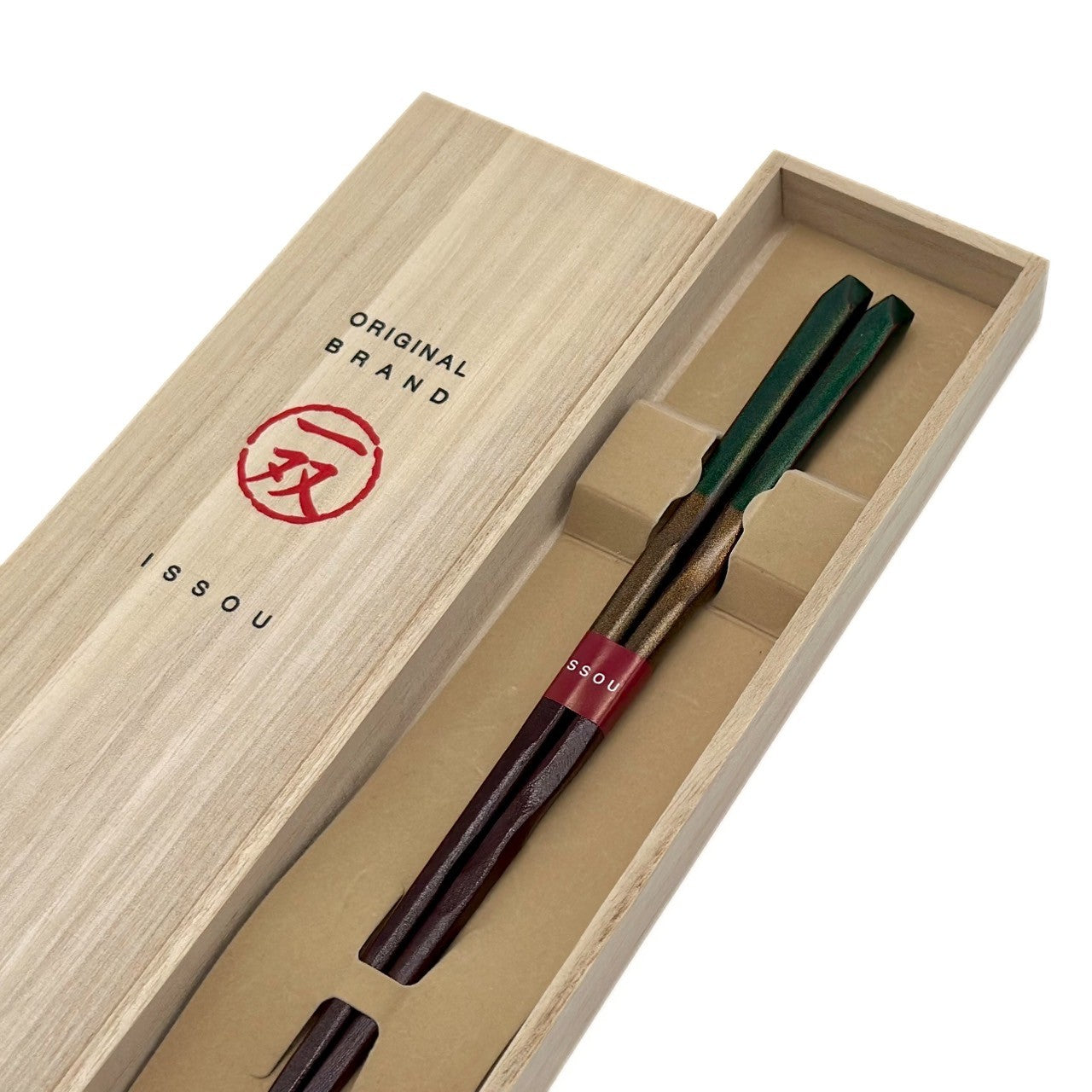 【桐箱・単品】 木製 ギフト箸 古代の煌き グリーン 23cm