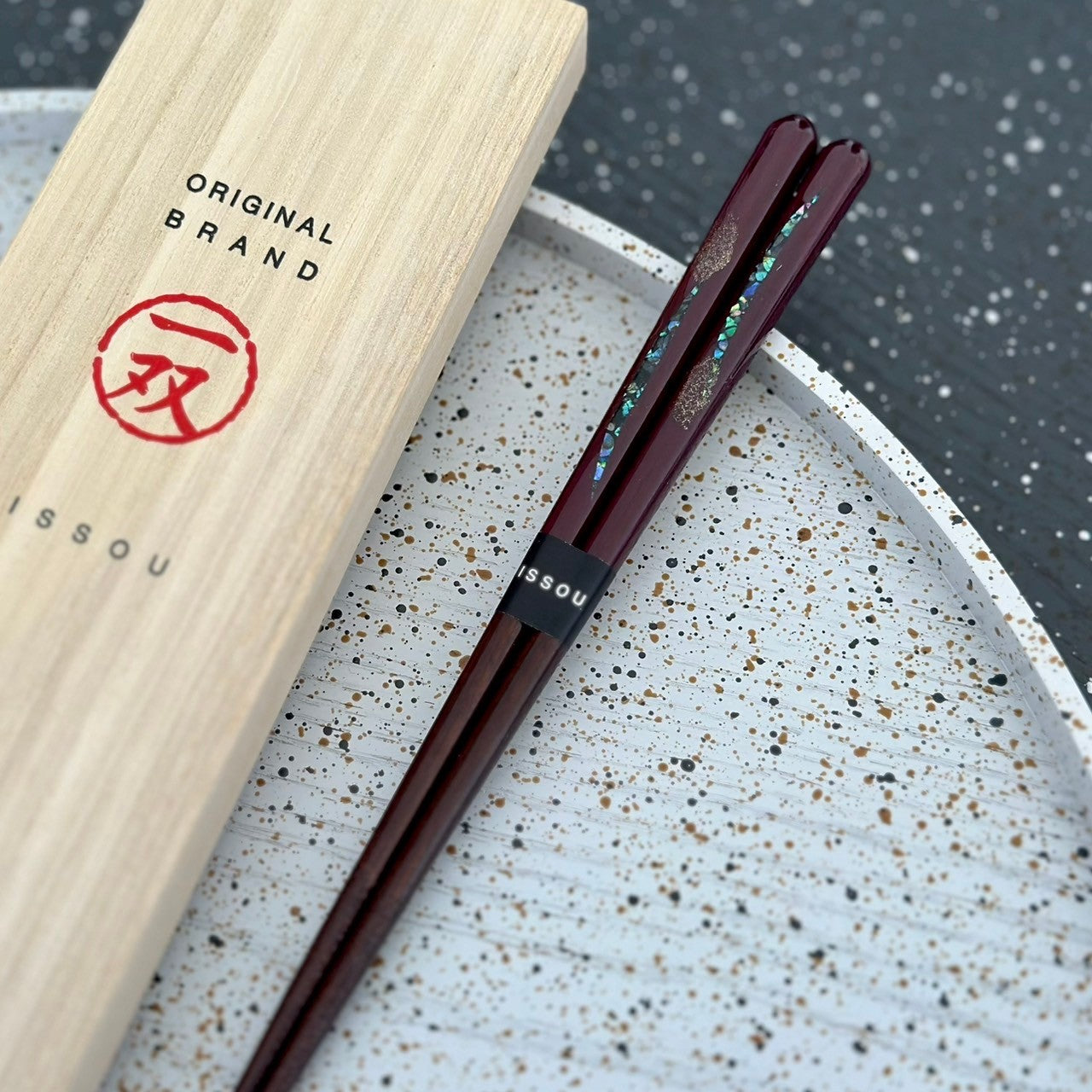 【桐箱・単品】 木製 ギフト箸 九頭竜 レッド 21cm