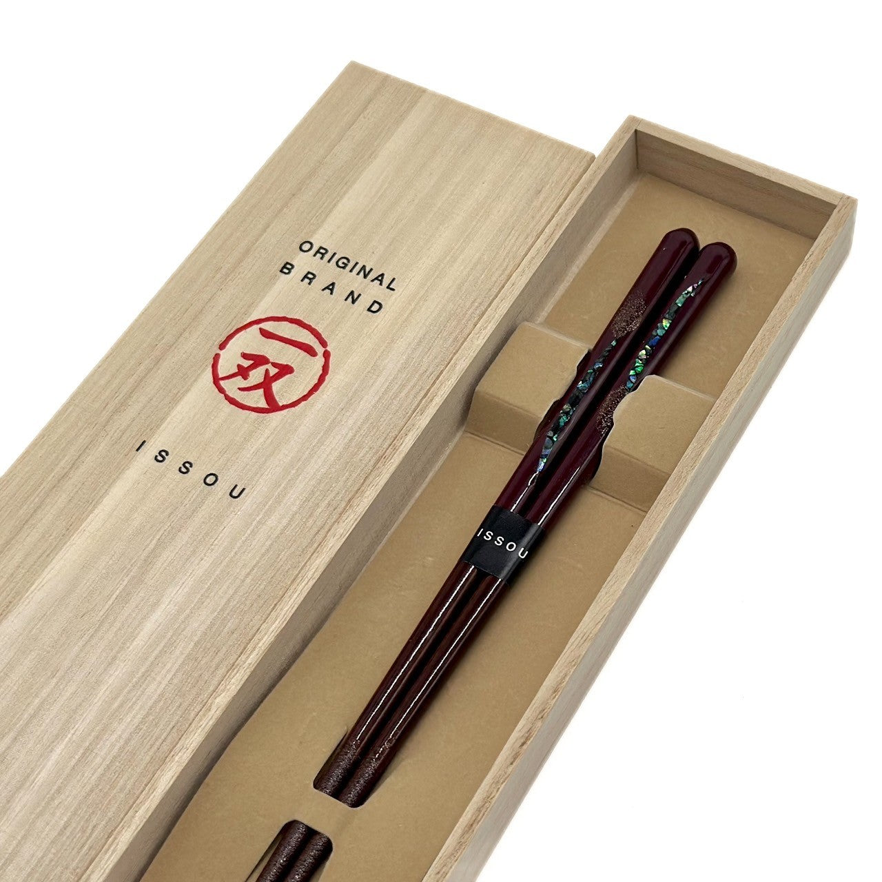 【桐箱・単品】 木製 ギフト箸 九頭竜 レッド 21cm