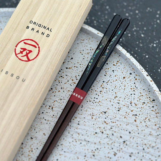 【桐箱・単品】 木製 ギフト箸 九頭竜 ブラック 23cm