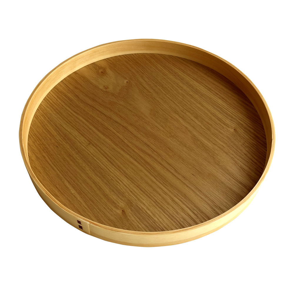 Wooden bent wood round tray, plain wood, 30cm