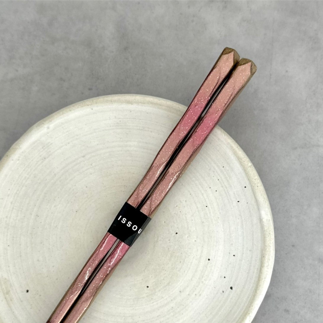 【桐箱・単品】 木製 ギフト箸 日照 ピンク 21cm