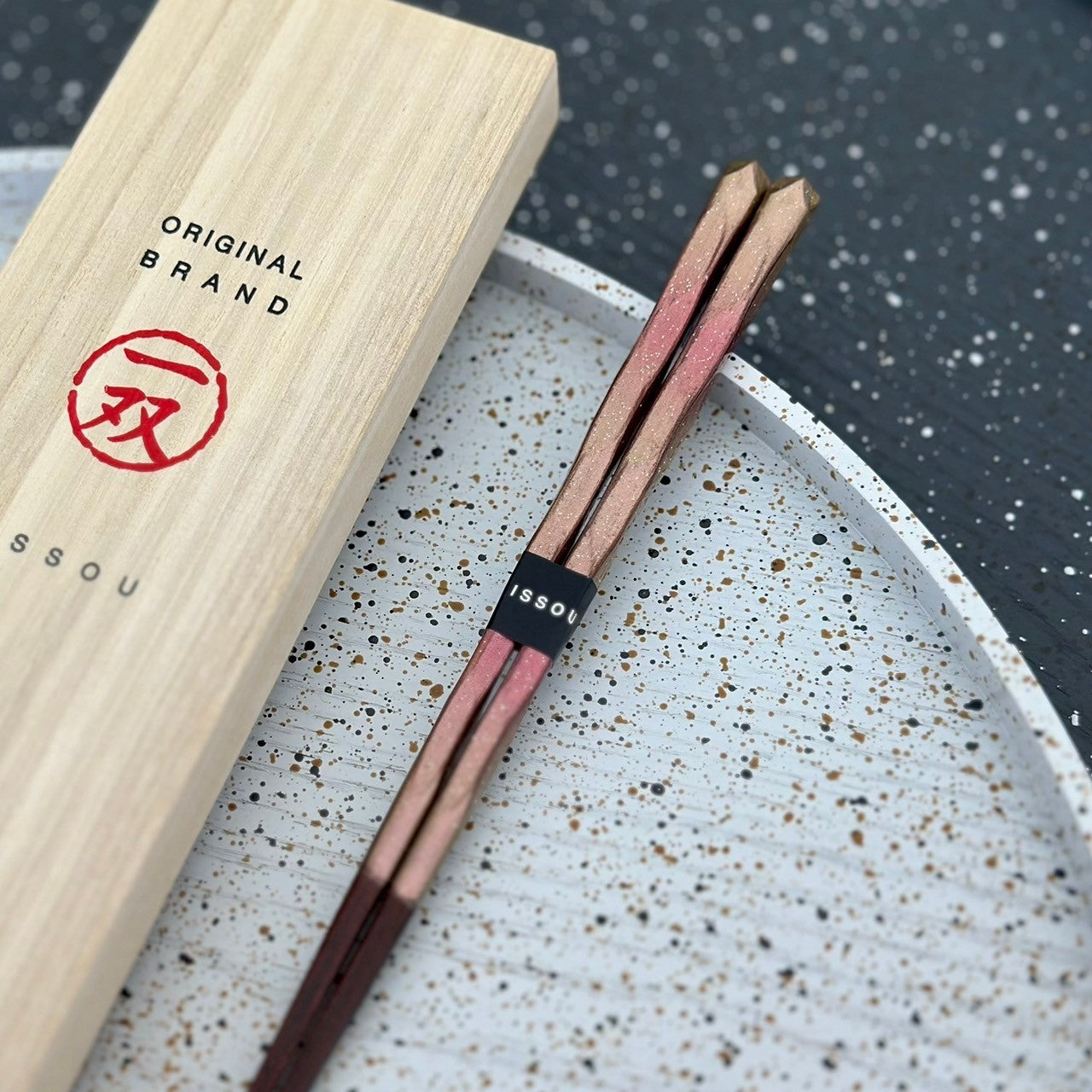 【桐箱・単品】 木製 ギフト箸 日照 ピンク 21cm