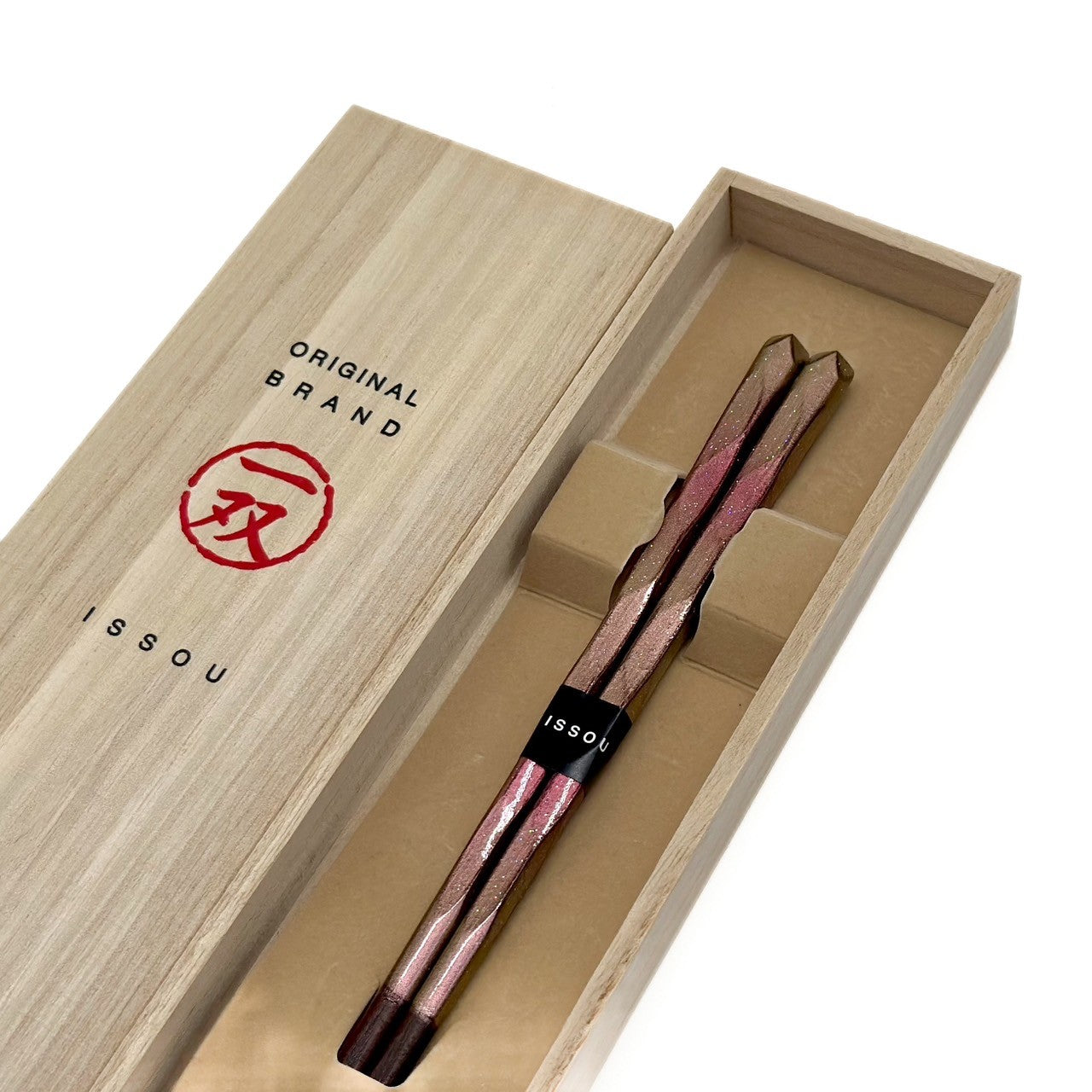 【桐箱・単品】 木製 ギフト箸 日照 ピンク 21cm