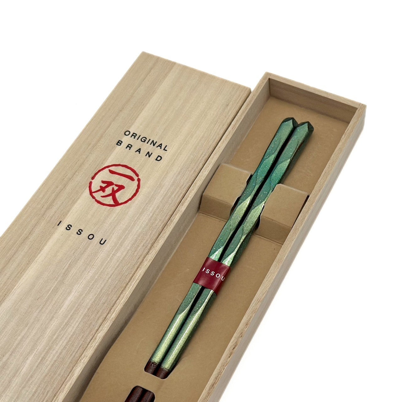 【桐箱・単品】 木製 ギフト箸 日照 グリーン 23cm