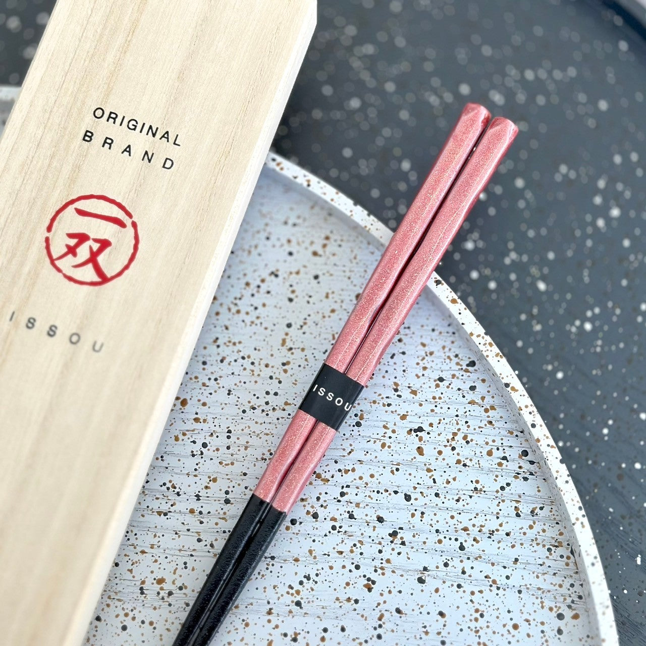【桐箱・単品】 木製 ギフト箸 流彩 ピンク 21cm