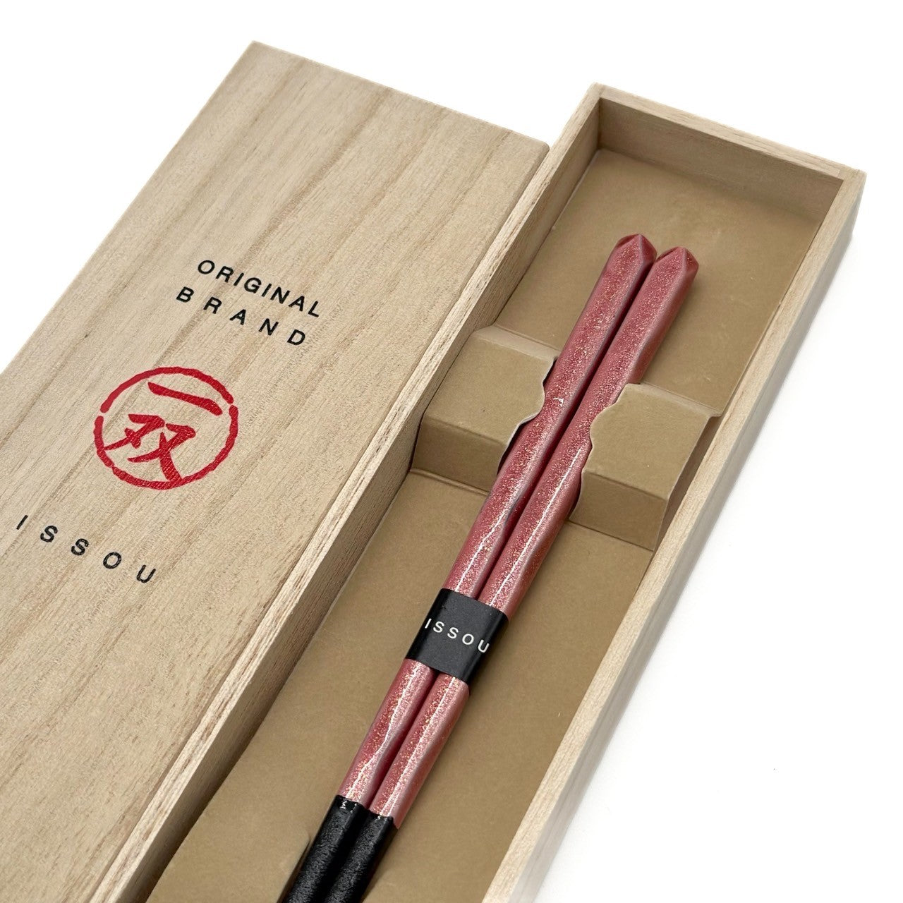 【桐箱・単品】 木製 ギフト箸 流彩 ピンク 21cm