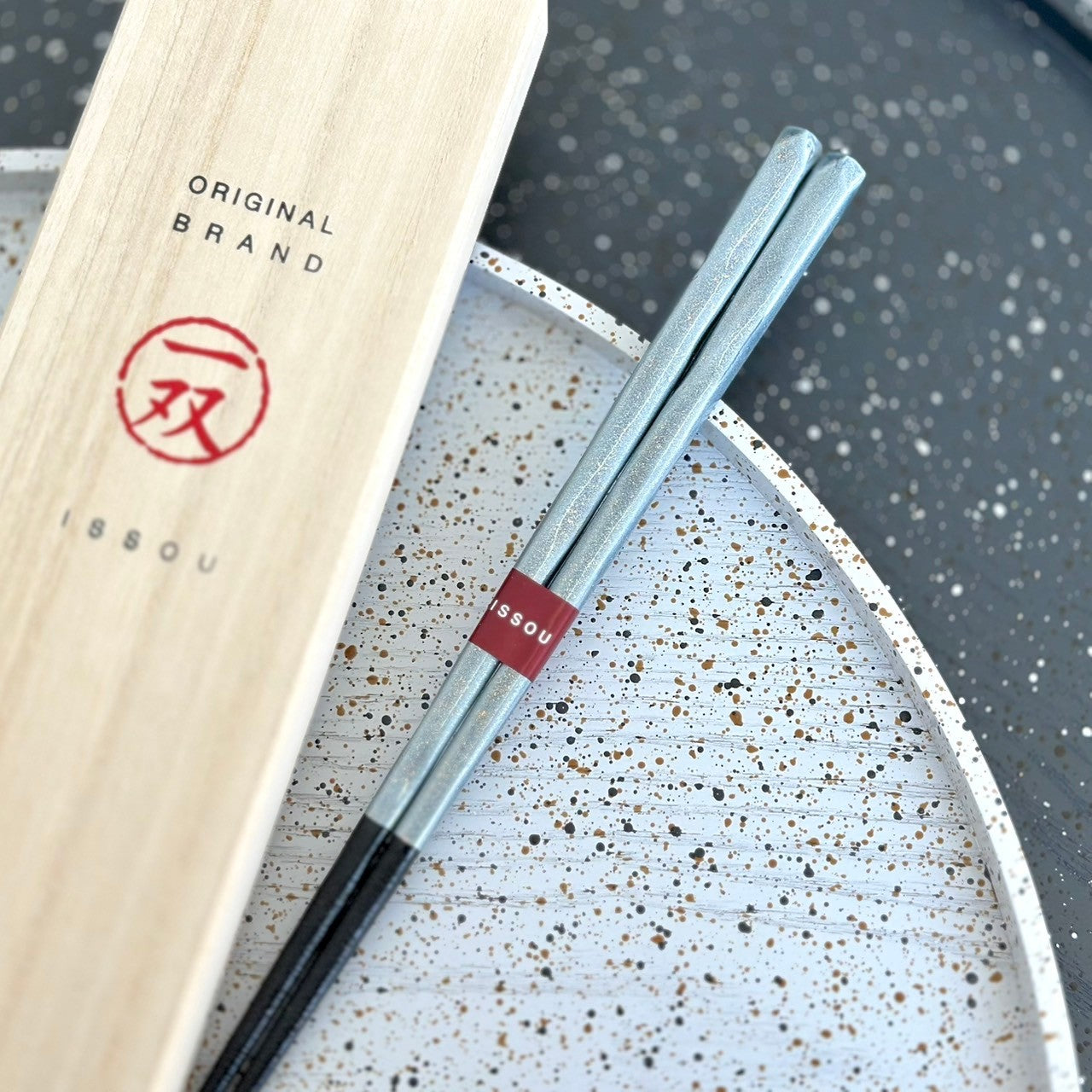 【桐箱・単品】 木製 ギフト箸 流彩 ブルー 23cm