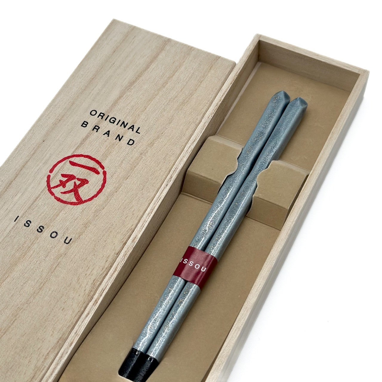 【桐箱・単品】 木製 ギフト箸 流彩 ブルー 23cm