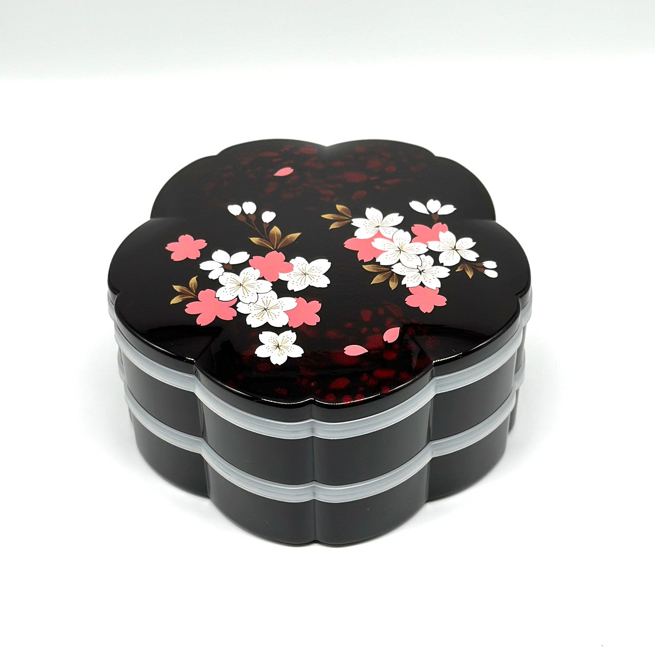 重箱 オードブル 二段 桜型 別甲塗り さくら シール蓋付