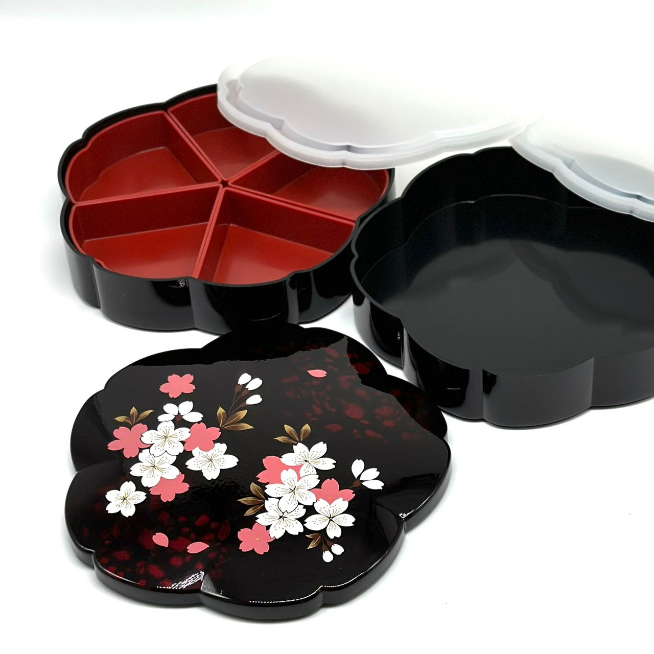 重箱 オードブル 二段 桜型 別甲塗り さくら シール蓋付