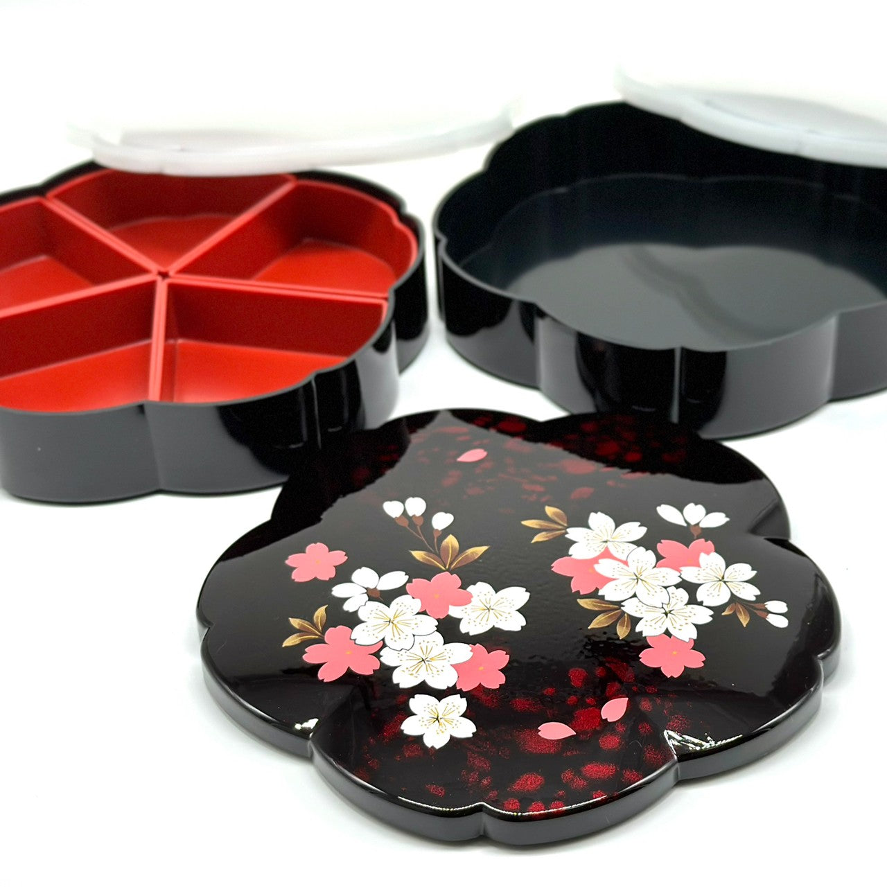 重箱 オードブル 二段 桜型 別甲塗り さくら シール蓋付