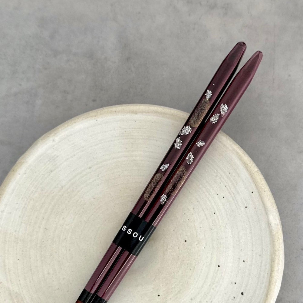 【桐箱・単品】 木製 ギフト箸 桜あかり 21cm レッド