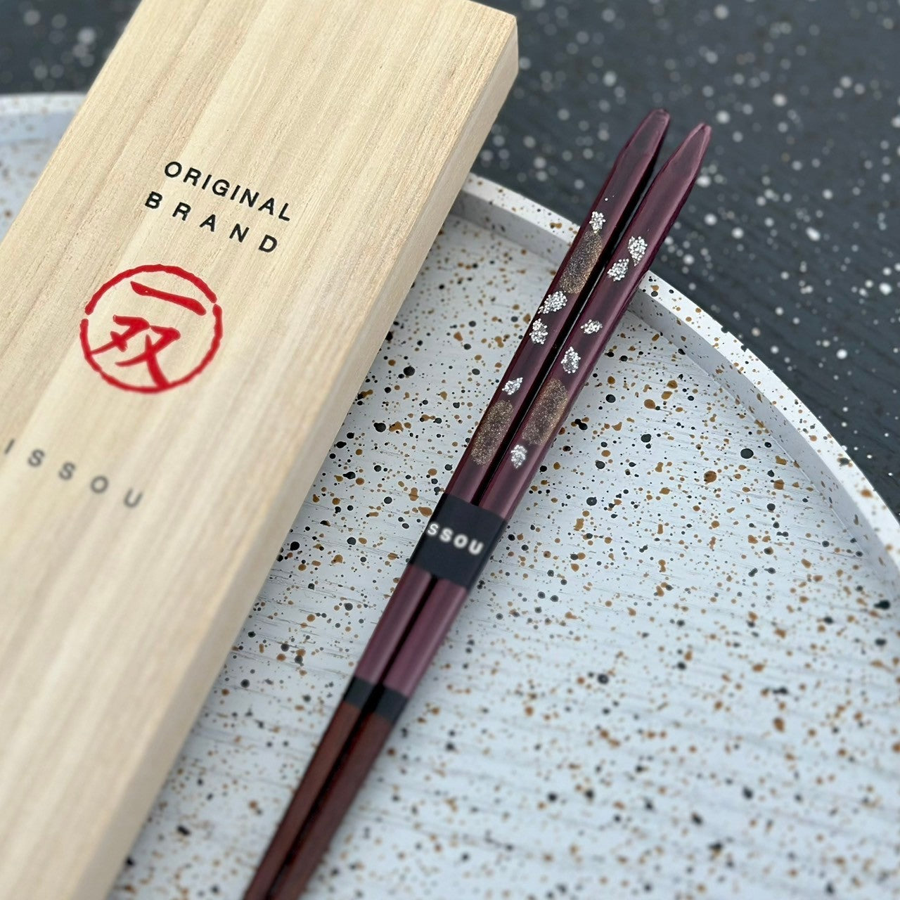 【桐箱・単品】 木製 ギフト箸 桜あかり 21cm レッド