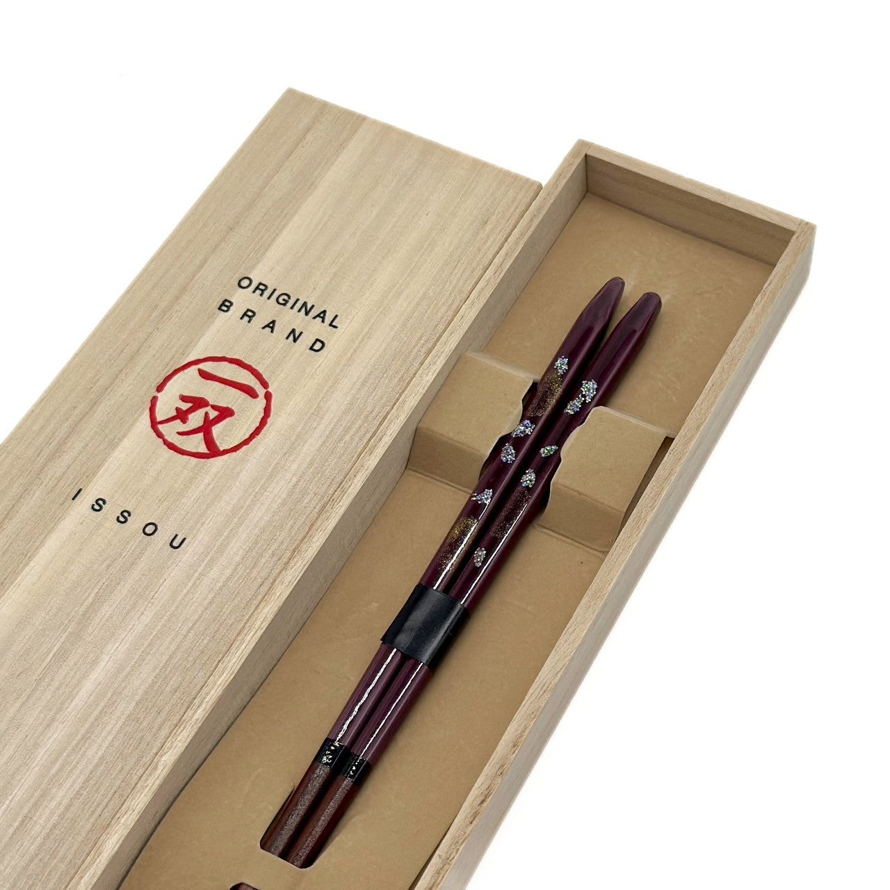 【桐箱・単品】 木製 ギフト箸 桜あかり 21cm レッド