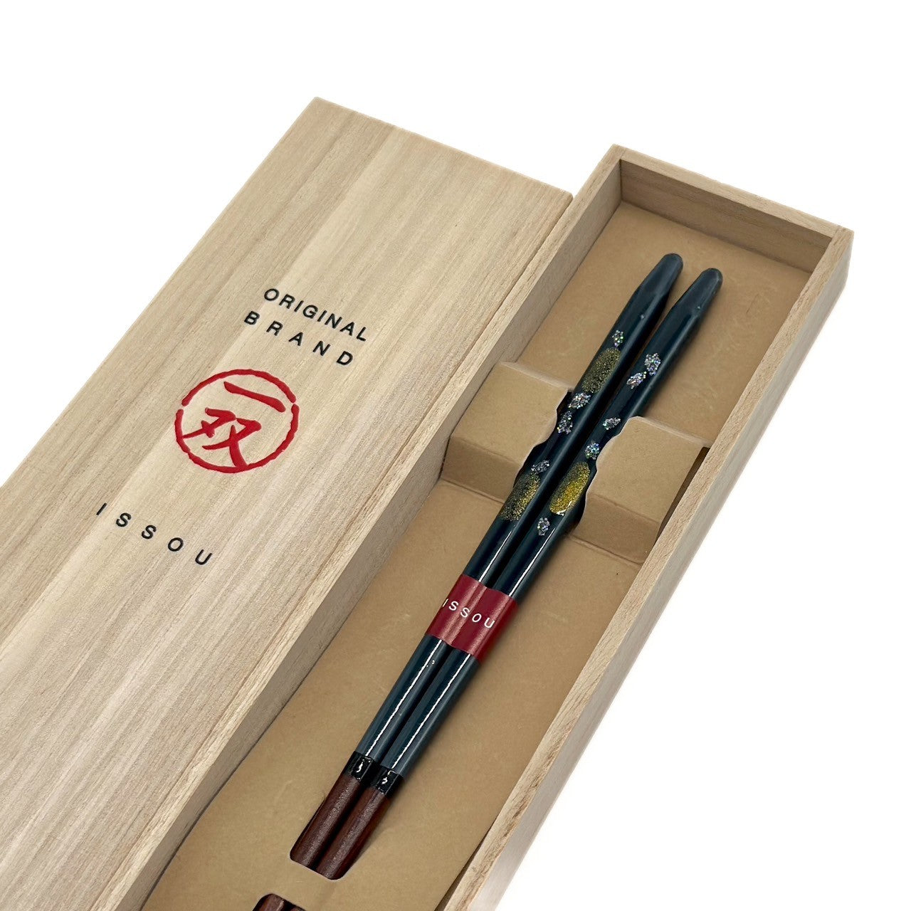 【桐箱・単品】 木製 ギフト箸 桜あかり 23cm ブルー