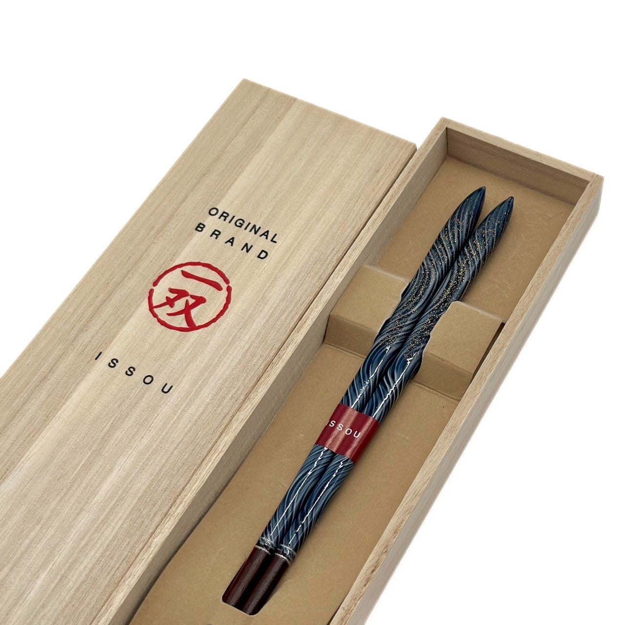 【桐箱・単品】 木製 ギフト箸 祥慶 ブルー 23cm