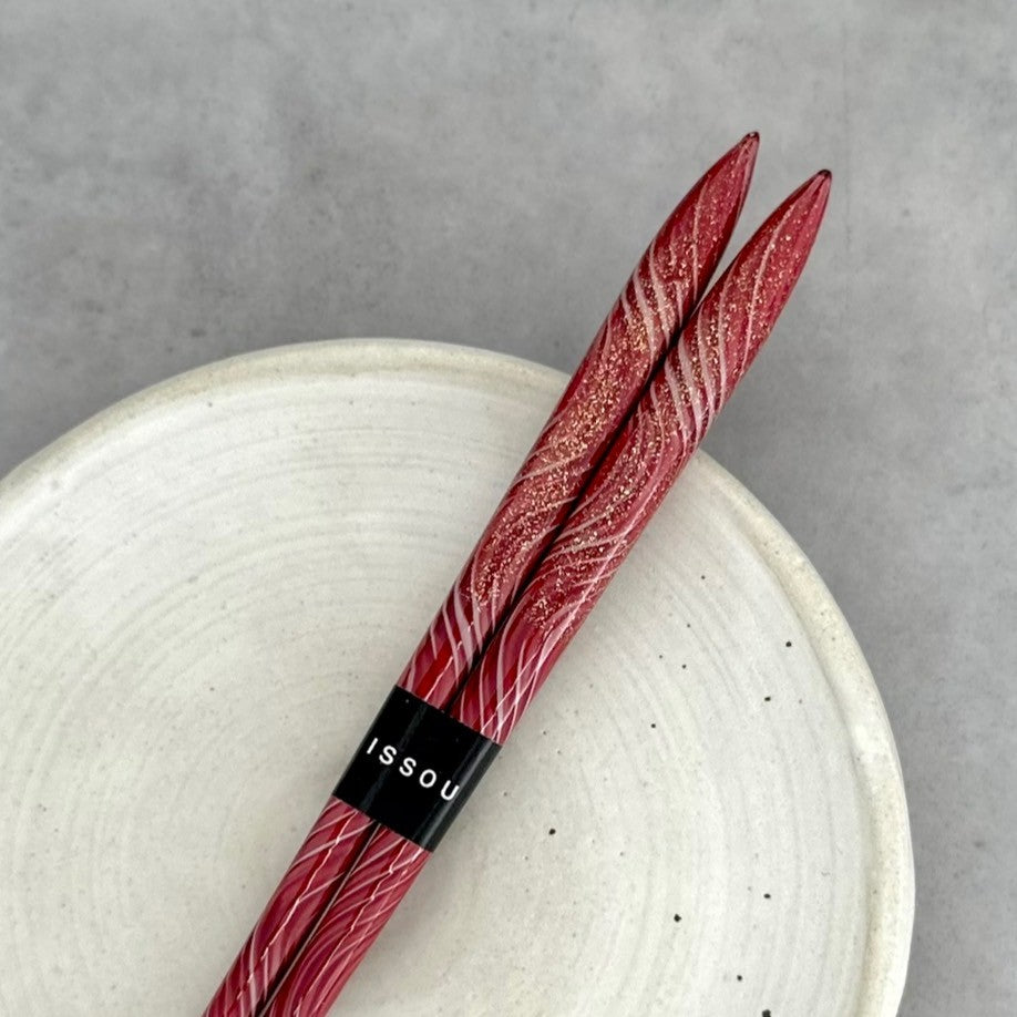 【桐箱・単品】 木製 ギフト箸 祥慶 レッド 21cm