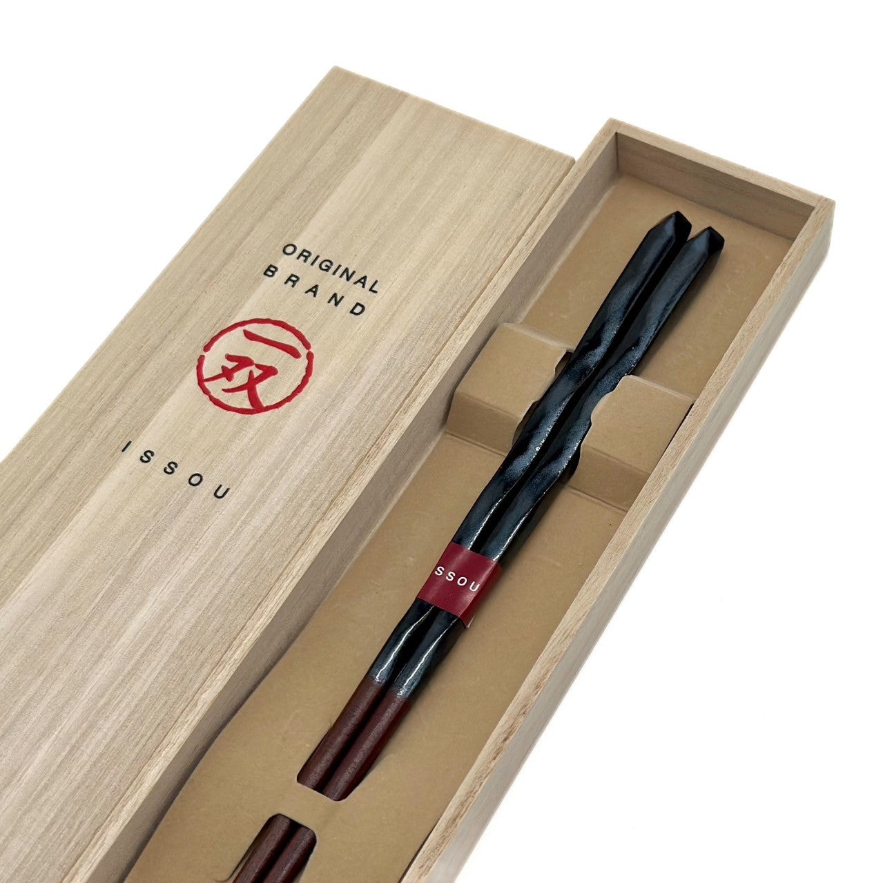 【桐箱・単品】 木製 ギフト箸 天祥 ブルー 23cm