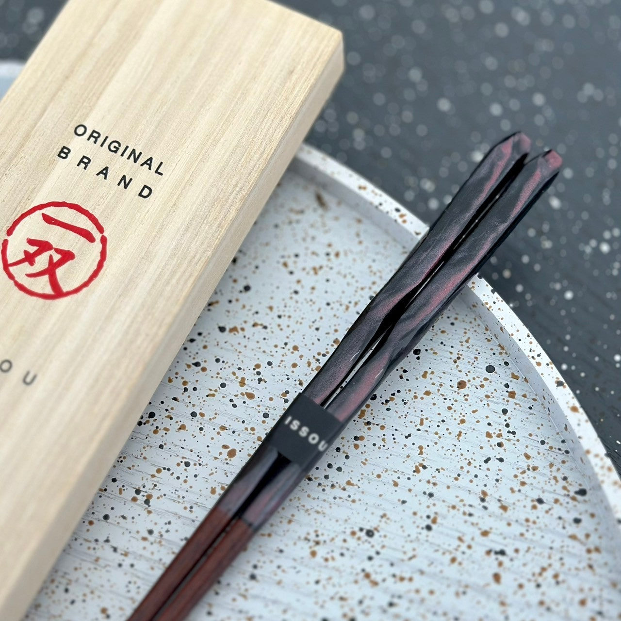 【桐箱・単品】 木製 ギフト箸 天祥 レッド 21cm