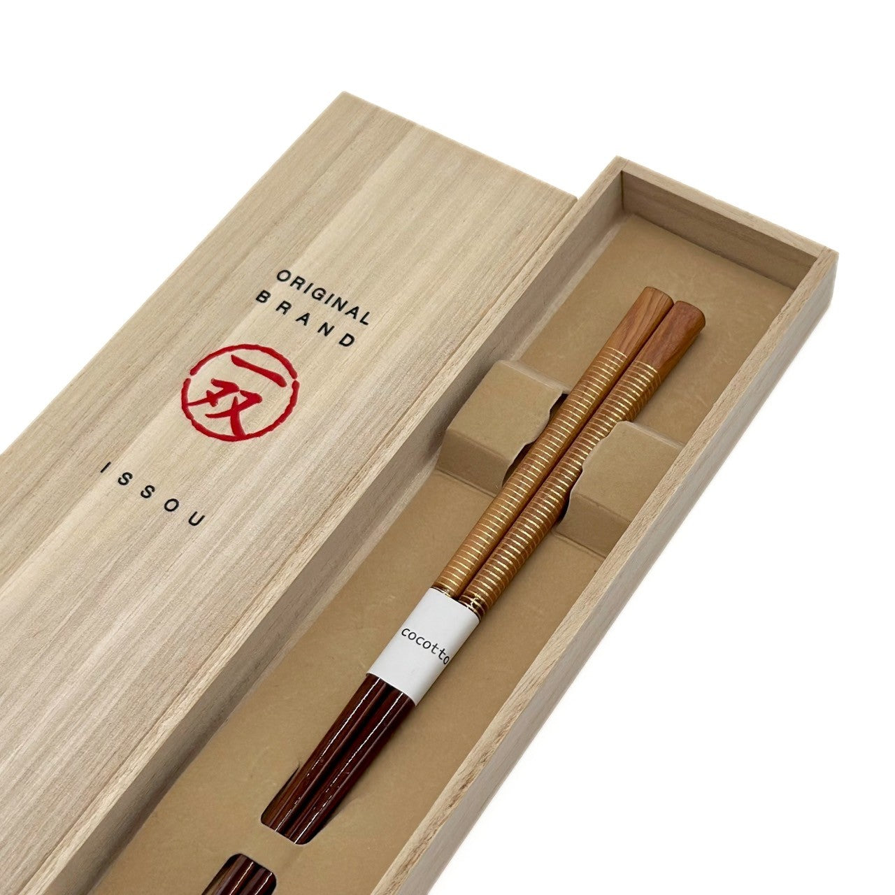 【桐箱・単品】 木製 ギフト箸 スレッド ゴールド 21cm