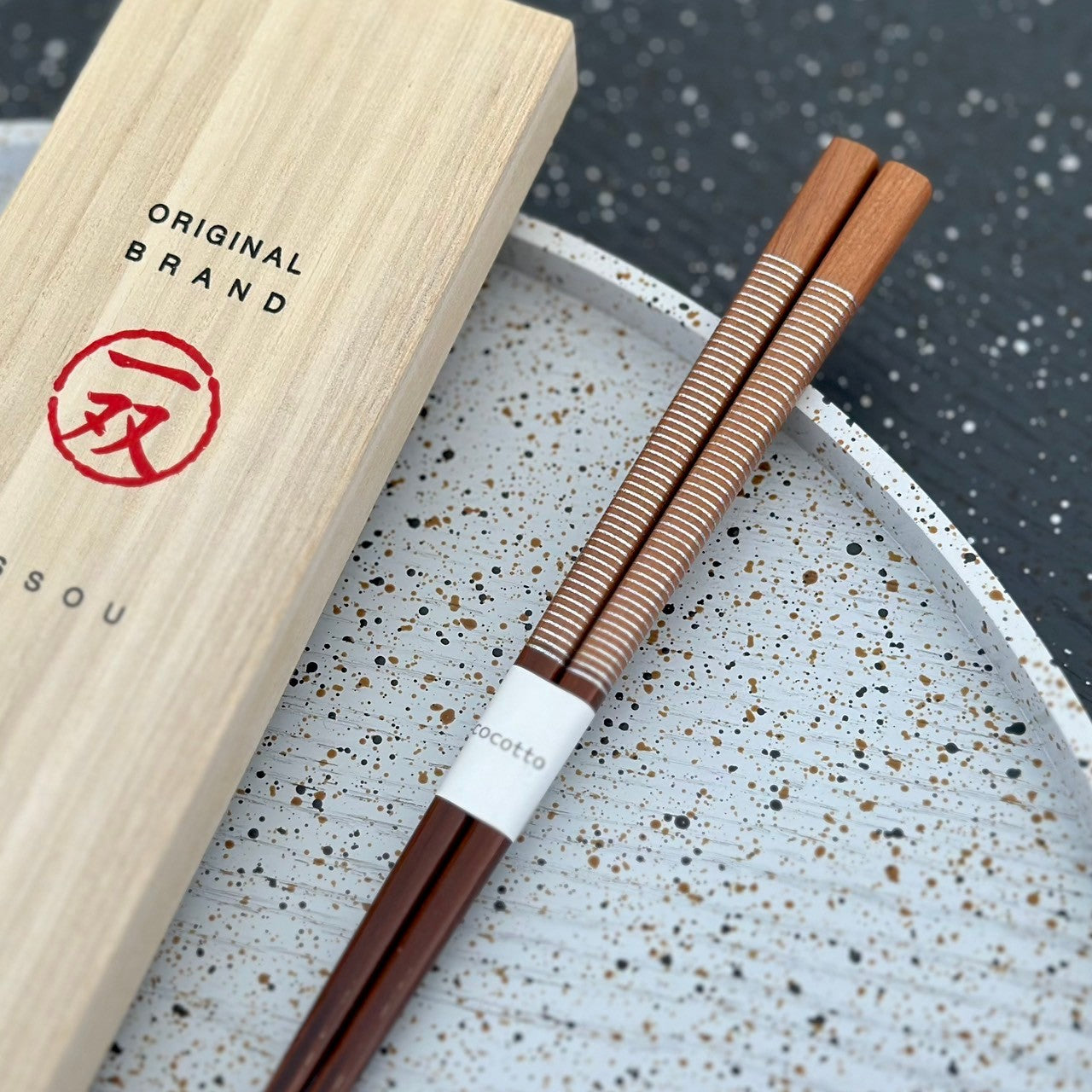 【桐箱・単品】 木製 ギフト箸 スレッド シルバー 23cm