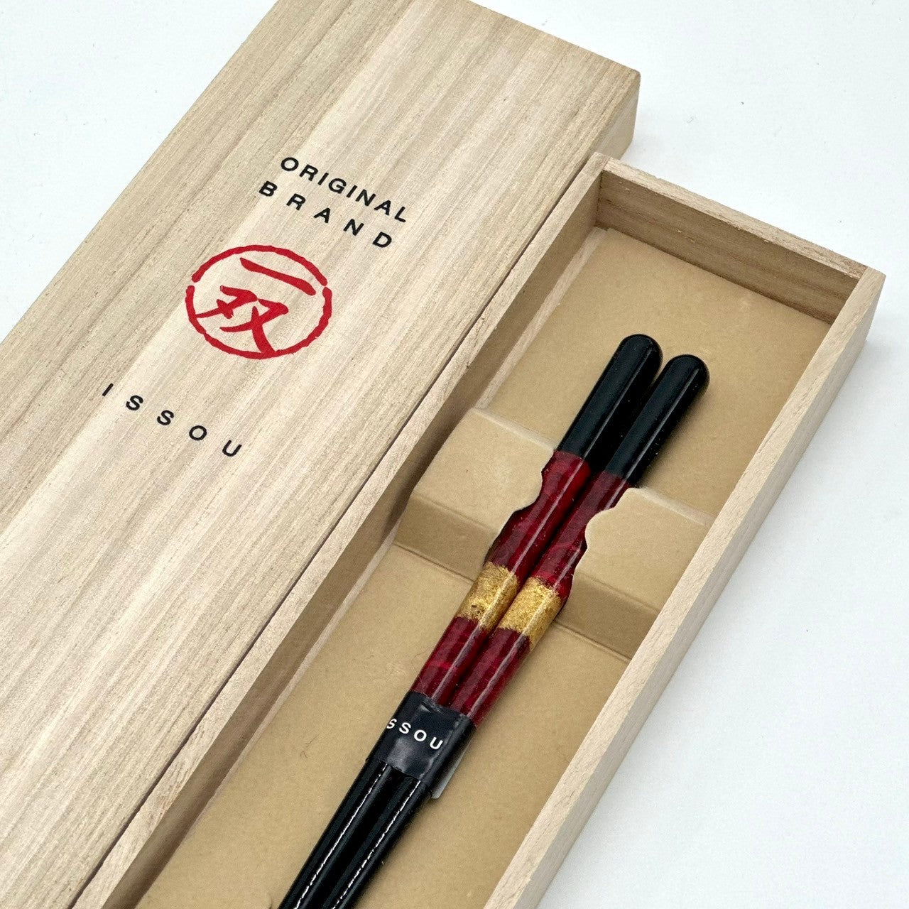 【桐箱・単品】 お箸 ギフト箸 和紙黒龍 21cm レッド 食洗機対応
