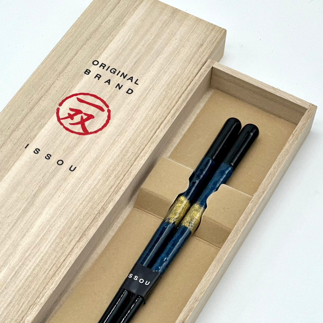 【桐箱・単品】 お箸 ギフト箸 和紙黒龍 23cm ブルー 食洗機対応