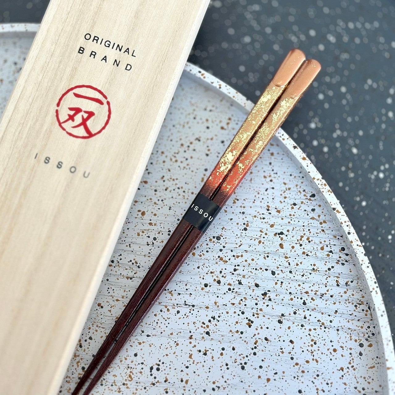 【桐箱・単品】 木製 ギフト箸 陽炎 レッド 21cm
