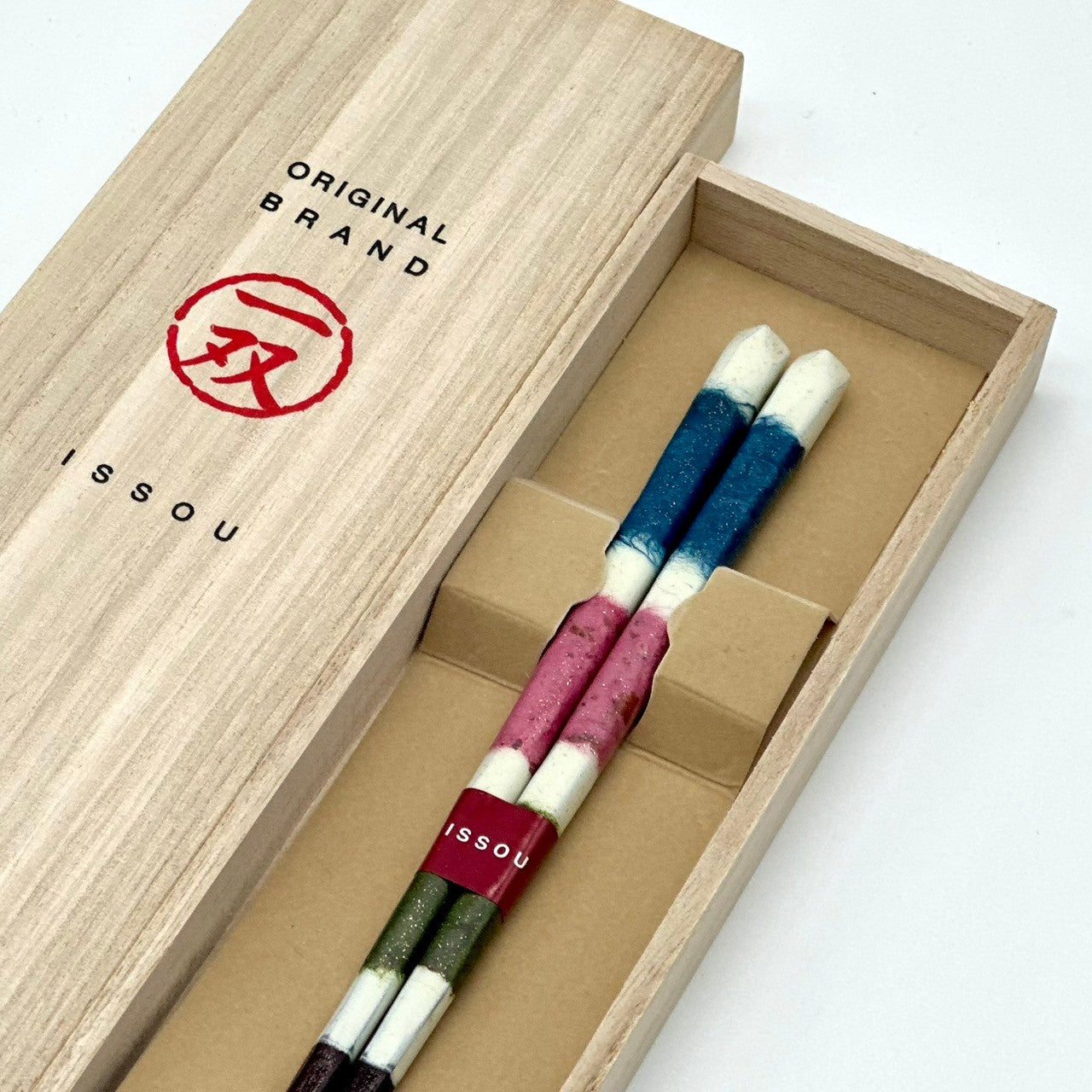 【桐箱・単品】 木製 ギフト箸 遊心 23cm 青 ブルー