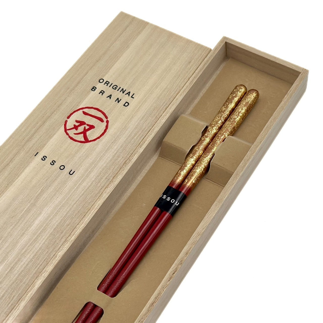 【桐箱・単品】 木製 ギフト箸 瑞雲 レッド 赤 21cm