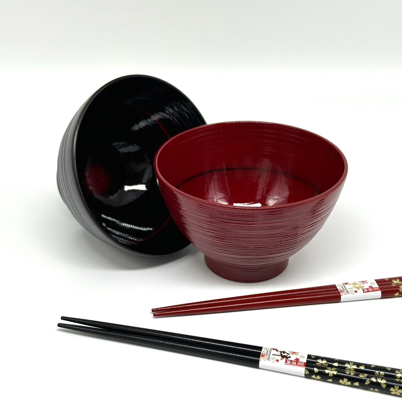 【2組セット】朱の漆器のお椀 夫婦お好み椀 春秋 朱・溜 2客セット 12-04006 漆器の井助