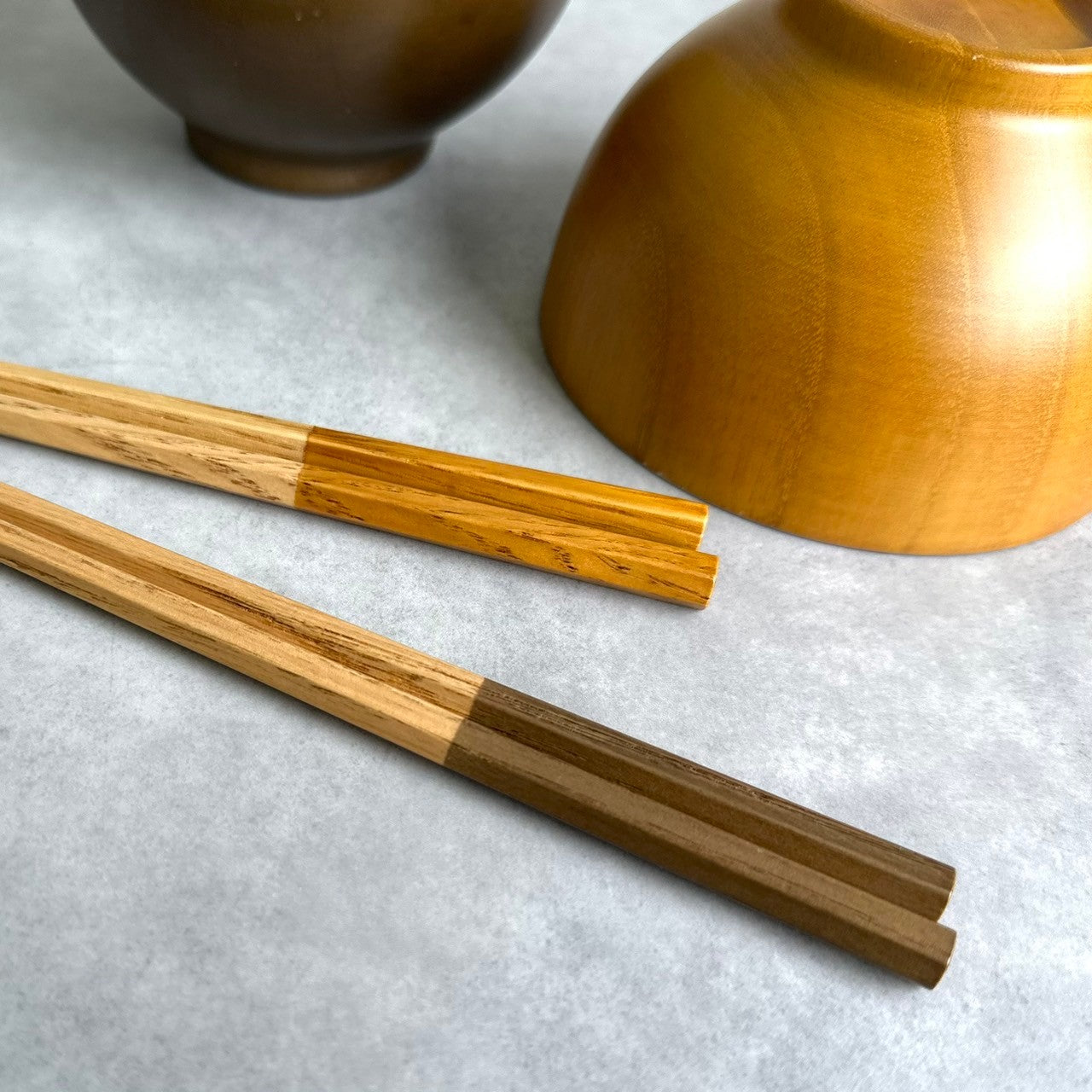 4点セット お椀 汁椀 ペア ナチュラルボウル ブラウン 2個セット 箸