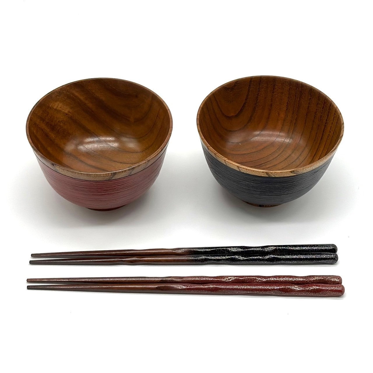 赤黒漆器 椀2個と箸セット yz-0235_00.jpg
