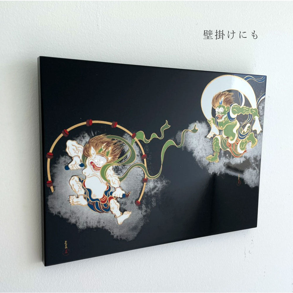 2种选择】漆艺墙板“神奈川冲浪里”风神与雷神 – 山家漆器店